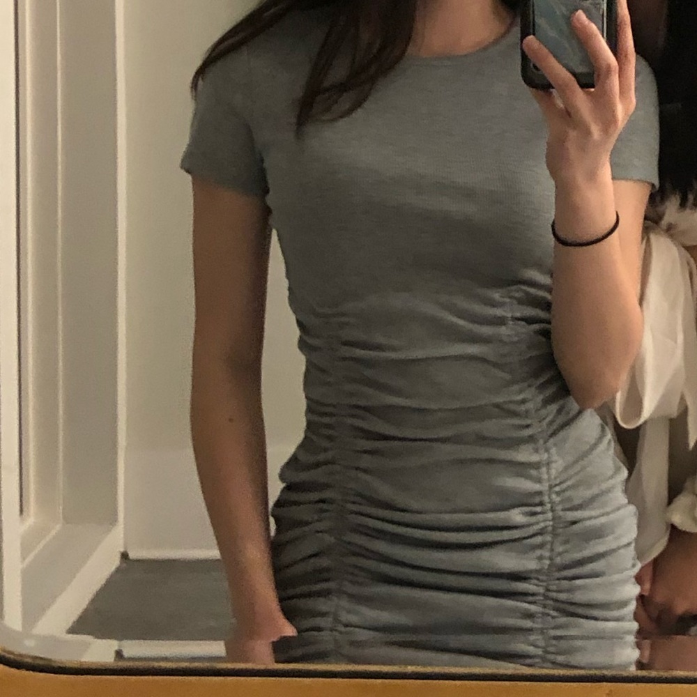 XS Divided (H&M) Body-Contouring Heather Gray Boyd-Con Dress W/Adjustable Length